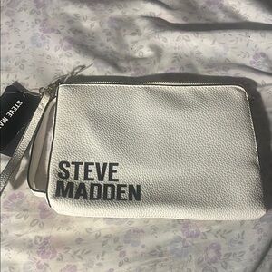 Steve Madden White Toiletry Bag with Bold Branding